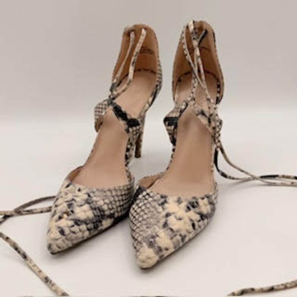 Charlotte Russe Faux Snake Print Lace-Up Stiletto Heels Women’s Size 8M
